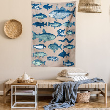 Vintage Seafood Composition Tapestry
