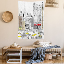 Busy City Traffic Jam Tapestry