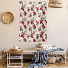 Romantic Flowers Leaves Tapestry