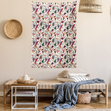 Modern Swirls Leaves Tapestry