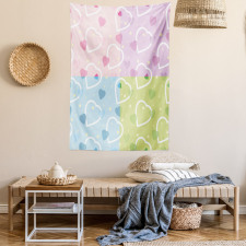 Hearts Dots Colorful Tapestry