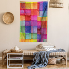 Rainbow Colors Squares Tapestry