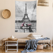 Paris Scene Moped Tapestry