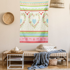 Country Rose Hearts Tapestry