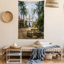 Mayan Town with Palms Tapestry