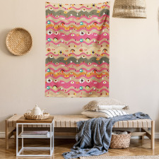 Wavy Lines Groovy Hippie Tapestry