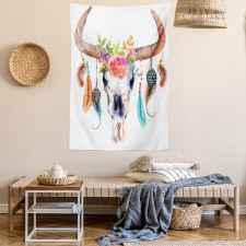 Bull Skull Boho Plant Tapestry