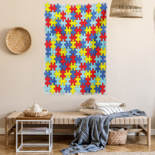 Colorful Puzzle Pieces Tapestry