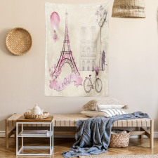 Floral Paris Eiffel Tapestry