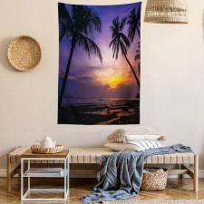 Vivid Twilight Palm Trees Tapestry