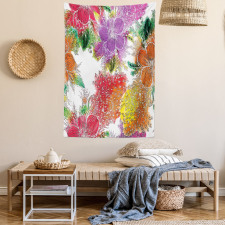 Abstract Colorful Flowers Tapestry