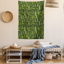 Patterned Green Leaves Tapestry