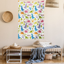 Dinosaurs Colorful Tapestry