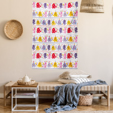 Dancing Floral Elephants Tapestry