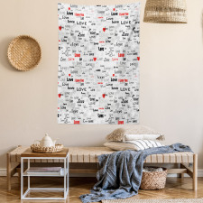 Calligraphy Hearts Stars Tapestry