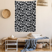 Grunge Black Skulls Tapestry