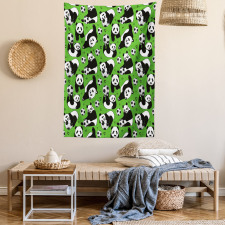 Funny Panda Hearts Stars Tapestry