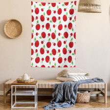 Vivid Cartoon Red Fruit Tapestry