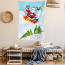 Jump on Snowboard Pines Tapestry