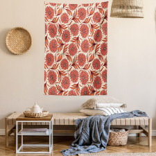 Nostalgic Gerbera Motifs Tapestry