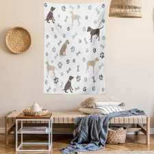 Paw Print and Bones Tapestry