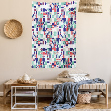 Pastel Funky Shapes Tapestry