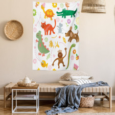 Jolly Cartoon Animals Tapestry