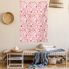 Red and White Sketch Tapestry