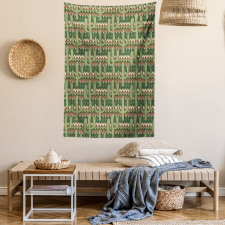 Cartoon Saguaro Zigzag Tapestry