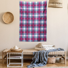 Pink and Blue Tartan Tapestry