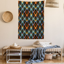 Modern Geometric Tartan Tapestry