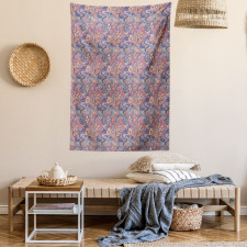 Colorful Blooms Curls Tapestry