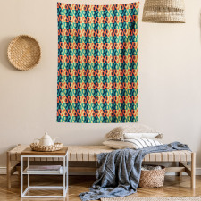 Grid Style Square Pattern Tapestry