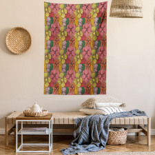 Retro Romantic Blooms Tapestry