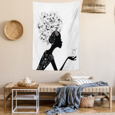 Floral Black Girl Tapestry