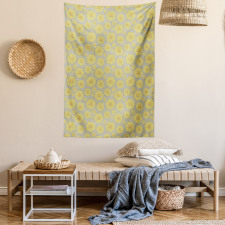 Doodle Yellow Petals Tapestry