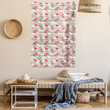 Vintage Floral Leaves Ornate Tapestry