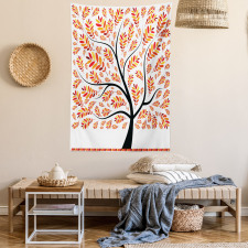 Tangerine Leaves Tree Tapestry