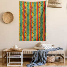 Wavy Vertical Lines Retro Tapestry