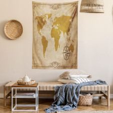 Vintage Cartography Art Tapestry