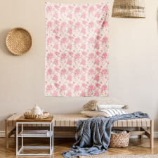 Pinkish Watercolor Flowers Tapestry