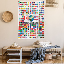 World Flags with Names Tapestry