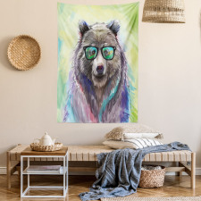 Colored Wild Bear Art Tapestry