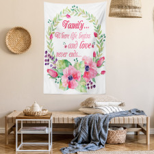 Family Love Saying Wreath Tapestry