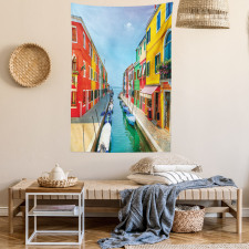 Urban Life with Boats Tapestry