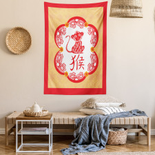 Folk Art Monkey and Symbols Tapestry