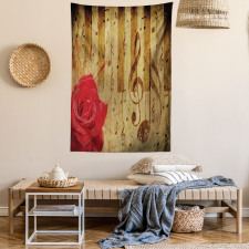 Romantic Rose Musical Notes Tapestry