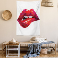 Woman Biting Lips Tapestry