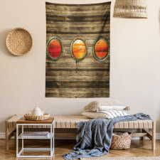 Rustic Wooden Ship Tapestry