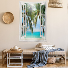 Window to the Exotic Beach Tapestry